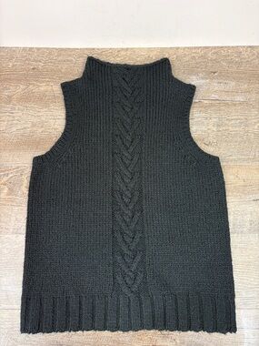 Vintage PHB Paul Harris Design Chunky Knit Sweater Vest Black Cable Knit Small